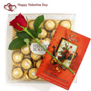 Speciality - Ferrero Rocher 24 Pcs, Artificial Rose and Card