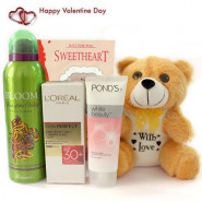 Soft Grooming - Teddy 6 inches, Rasasi Deo, L'Oreal Paris Perfect Skin 30+ Day Cream, Ponds White Beauty Daily Spot-less Lightening Face Wash and Card
