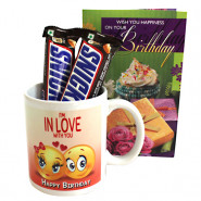 Muggy Crunch - Happy Birthday Personalized Photo Mug, 2 Snickers and Card