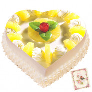 2 Kg Pineapple Heart Shaped Cake & Card