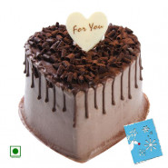 2 Kg Chocolate Cake Heart Shapped (Eggless) & Card