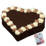 1.5 Kg Chocolate Cake Heart Shaped & Card