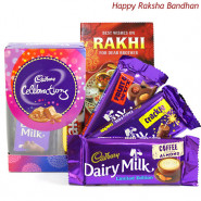 Minis N More - Mini Celebrations, Dairy Milk Fruit n Nut, Dairy Milk Crackle, Dairy Milk Roast Almond (Rakhi & Tika NOT Included)