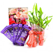 Lucky Dairy Milk - 5 Dairy Milk, 2 Layer Bamboo Plant and Card