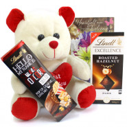 Lindty Softy - Teddy 10 inch, Lindt Excellence Chocolate, Lindt Hello Chocolate and Card