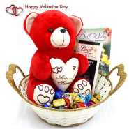 Handmade Love - Lindt Excellence Chocolates, Teddy 10 inch, Assorted Truffle Chocolates 50 gms, Hand Made Chocolates 50 gms and Card