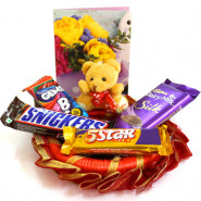 Miniature of Love - Small Teddy, Snicker, Dairy Milk Silk, Five Star, Gems and Card