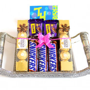 Awesome Threesome - 2 Ferrero Rocher 4 Pcs, 2 Dairy Milk Crackle, 3 Snicker and Card