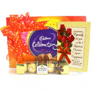Goldy Celebration - Cadbury Celebrations, Ferrero Rocher 4 Pcs and Card