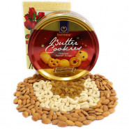 Gracious Gift - Almonds, Cashewnuts & Raisins, Danish Butter Cookies and Card