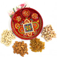 Required to Delight - Assorted Dry Fruits, Meenakari Thali 6 inch and Card