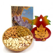 Great Bestowal - Assorted Dry Fruit Basket, Kalash Ganesha and Card