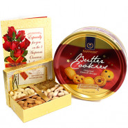 Endearing Gift - Assorted Dryfruits in Box, Danish Butter Cookies and Card