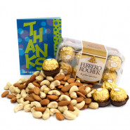 Tasty Crunch - Almonds & Cashews, Ferrero Rocher 16 Pcs and Card