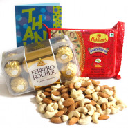 Mixed Joy - Almonds & Cashews, Soan Papdi 250 gms, Ferrero Rocher 16 Pcs and Card