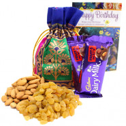 Great to Greet - Almonds & Raisins in Potli (D), 2 Dairy Milk Fruit & Nut and Card