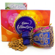 Popular Celebration - Almonds in Potli (D), Cadbury Celebrations and Card