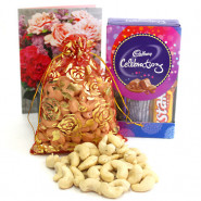 Magnanimous Gift - Cashew in Potli, Mini Celebrations and Card
