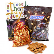Badami Minis - Almonds in Potli, Snickers Miniatures and Card