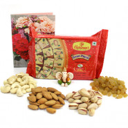 Papdi Combo - Assorted Dryfruits, Soan Papdi 250 gms, Ganesh Idol and Card