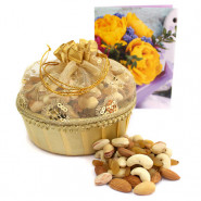Decorative Assortment - Assorted Dryfruits in Decorative Basket and Card