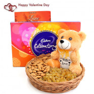 Celebrationg Joy - Almond Raisins in Basket, Cadbury Celebrations, Teddy 6 inch and Card