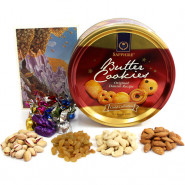 Joyfulness - Assorted Dryfruits, Danish Butter Cookies, Handmade Chocolates and Card