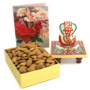 Awesome Bliss - Almonds in Box, Marble Ganesha on Chawki and Card