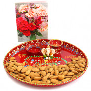 Glad N Gracious - Almonds, Meenakari Thali 6 inch, Ganesh Idol and Card