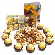 Proper Combo - Assorted Dryfruits, 2 Ferrero Rocher 4 pcs and Card