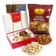 Food N Food - Cashewnuts and Almonds, Kaju Mix 250 gms, Haldiram Namkeen and Card