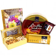 Tempting Cookies - Assorted Dryfruits in Box, Danish Butter Cookies, 2 Temptations and Card