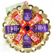 Matchless Extacy - Cashewnuts and Almonds, 4 Dairy Milk, 4 Kitkat and Card