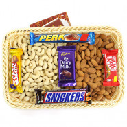 Trenchant Gift - Cashewnuts and Almonds, Snickers, Perk, Five Star, Kitkat, Dairy Milk and Card