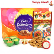 Badam Special - Cadbury Celebrations, Almond 200 gms, Ganesha Idol with 4 Diyas and Laxmi-Ganesha Coin