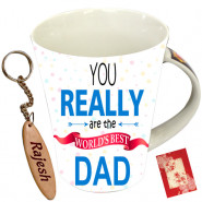 Mug N Keychain - Father's Day Mug, Personalized Keychain & Card