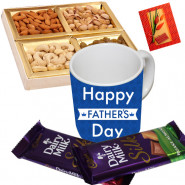 Father's Day Gifts - Father's Day Mug, 2 Dairy Milk Silk 60 gms, Assorted Dryfruits 200 gms in Box & Card