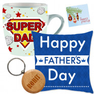 Cushion N Mug - Father's Day Mug, Father's Day Pillow, Personalized Keychain & Card