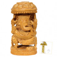 Wooden Ganesha with Umberella