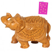 Wooden Elephant With Raised Trunck