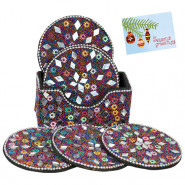 Awesome Beads Studded Tea Coasters with Stand