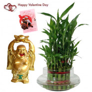 Laughing Luck - 2 Layer Lucky Bamboo, Laughing Buddha & Card
