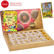 Holi Sweet Kaju Anjir Roll, Herbal Gulal and Greeting Card