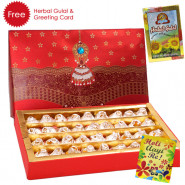Holi Sweet Kaju Kalash, Herbal Gulal and Greeting Card