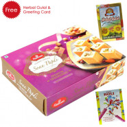 Holi Sweet Haldiram Soan Papdi, Herbal Gulal and Greeting Card