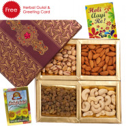 Box of Assortment - Assorted Dryfruits in Fancy Box, Herbal Gulal and Greeting Card