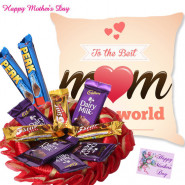 Cushiony Assortment - 10 Assorted Cadbury Bars, Mothers Day Personalized Cushion and Card