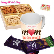 Mug Choco Nutty - Mother's Day Personalized Mug, 2 Dairy Milk Silk 60 gms, Assorted Dryfruits 200 gms and Card