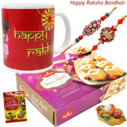 Haldiram Time - Haldiram Soan Papdi, Happy Rakhi Personalized Mug with 2 Rakhi and Roli-Chawal