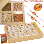 Deserve the Best - Kaju Anjir Roll, Assorted Dry Fruits in Box with 2 Rakhi and Roli-Chawal